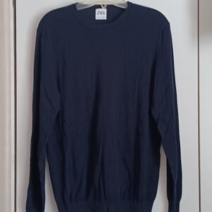Zara, Women's Navy Blue Crew Neck, Pullover Sweater Size Med